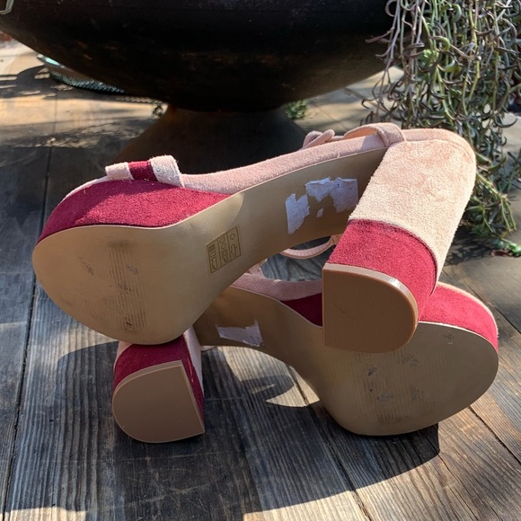 TopShop Suede Platform Sandals pink burgundy NWOB - Picture 7 of 7